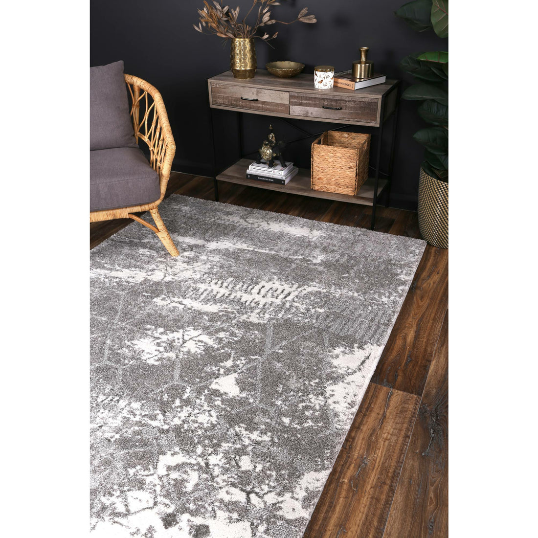 Yuzil Grey Abstract Rug 240x330cm