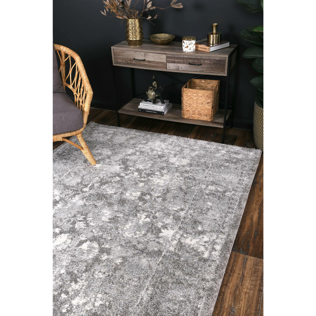 Yuzil Grey Floral Rug 280x380cm