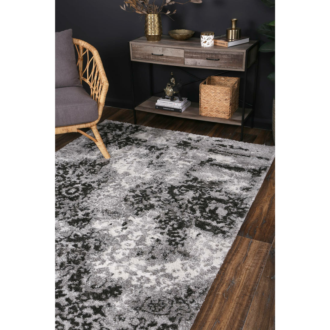 Yuzil Dark Grey Transitional Rug 280x380cm