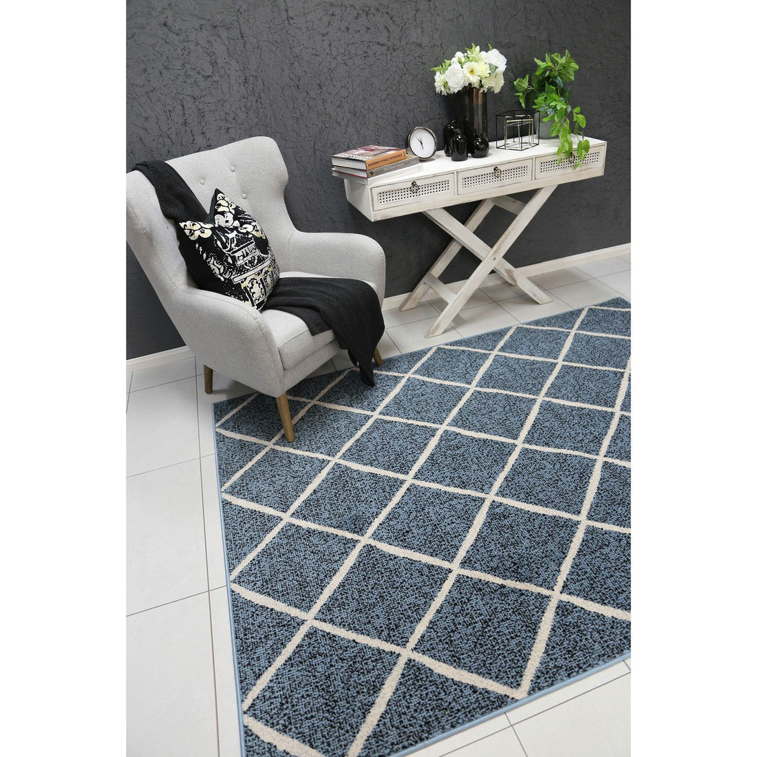 Allure Cross Diamond Blue Cream Rug 240x330 cm