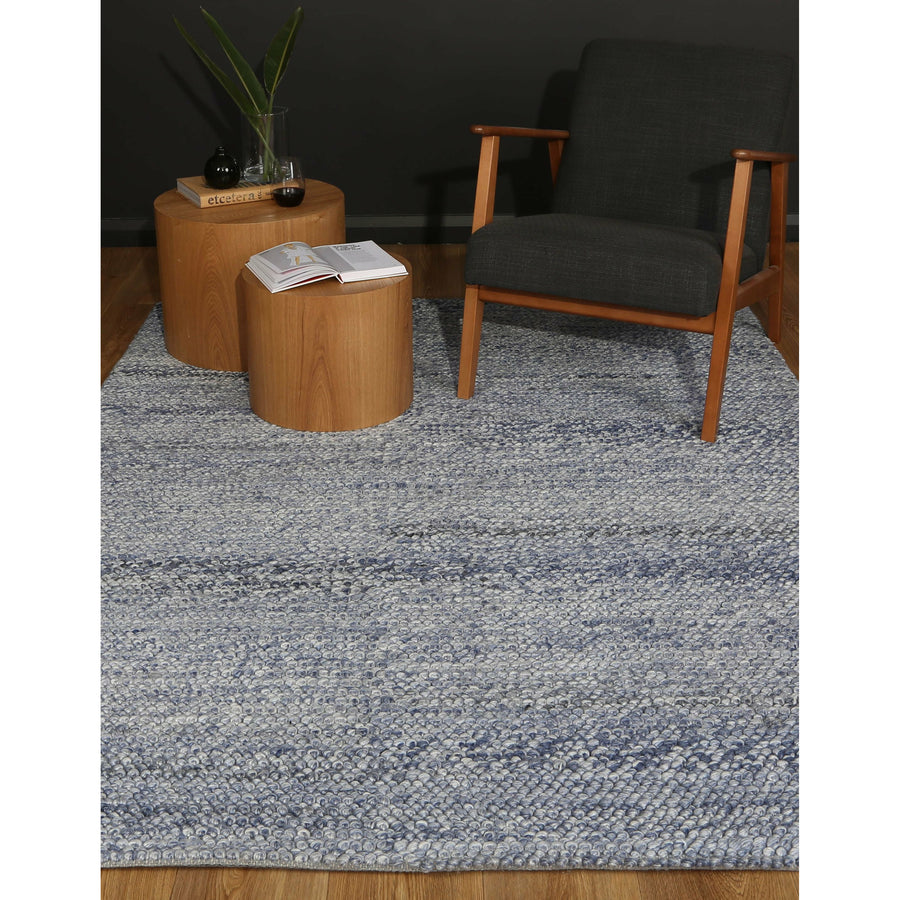 Zayna Loopy Blue Wool Blend Rug 160x230cm