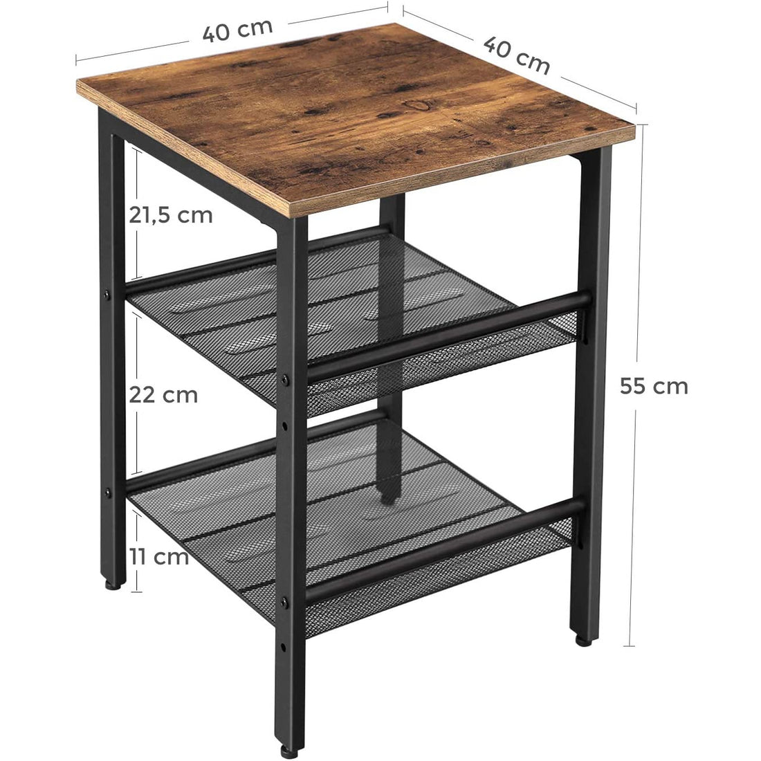 Side Table with 2 Mesh Shelves
