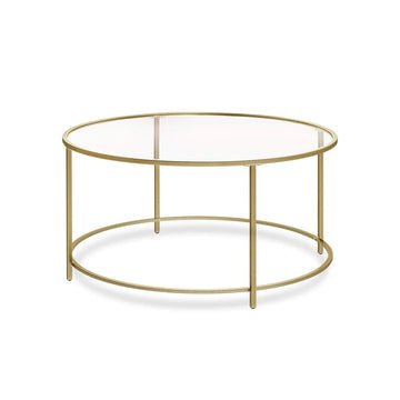 Round Glass Top Coffee Table with Metal Frame