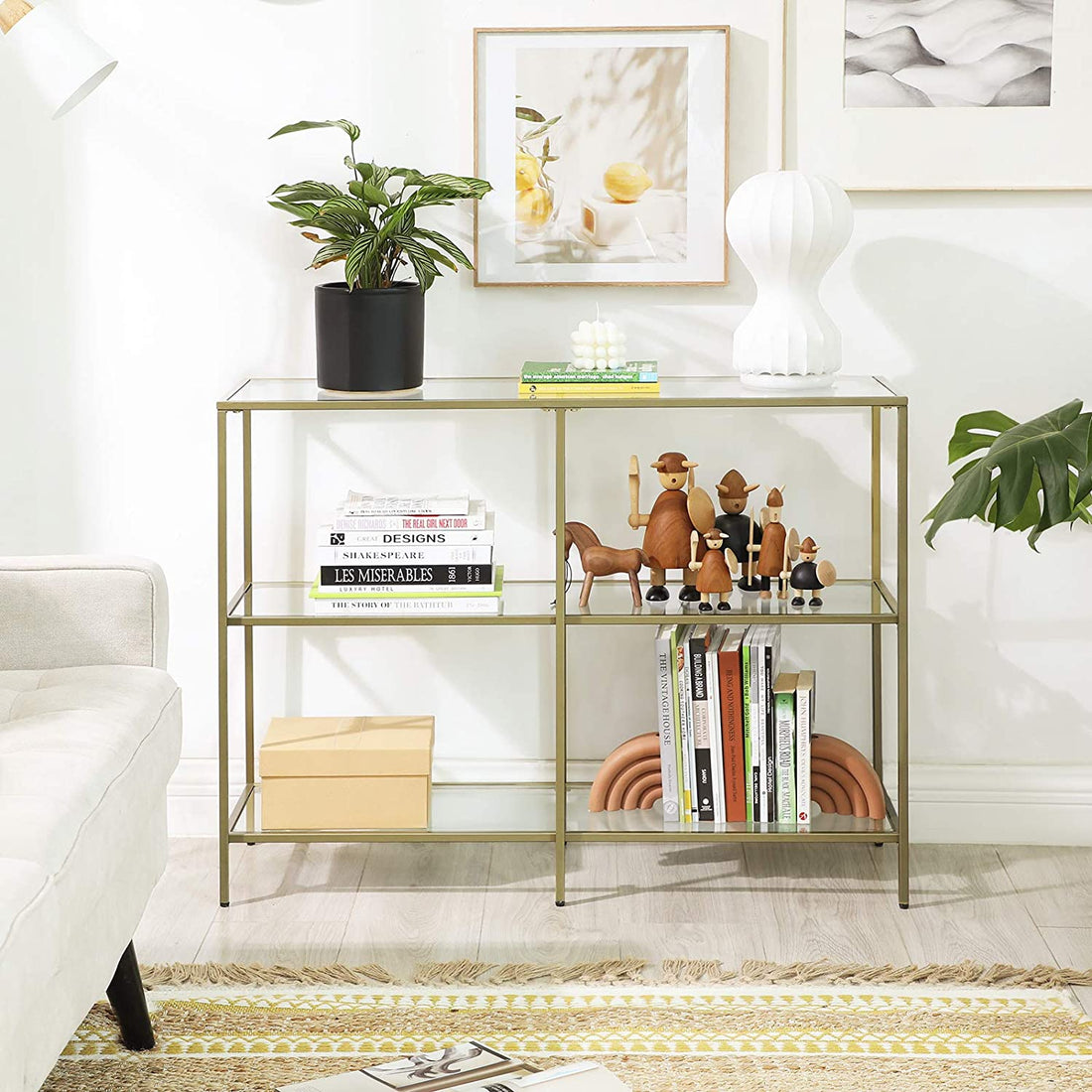 Sofa Console Table with 3 Shelves