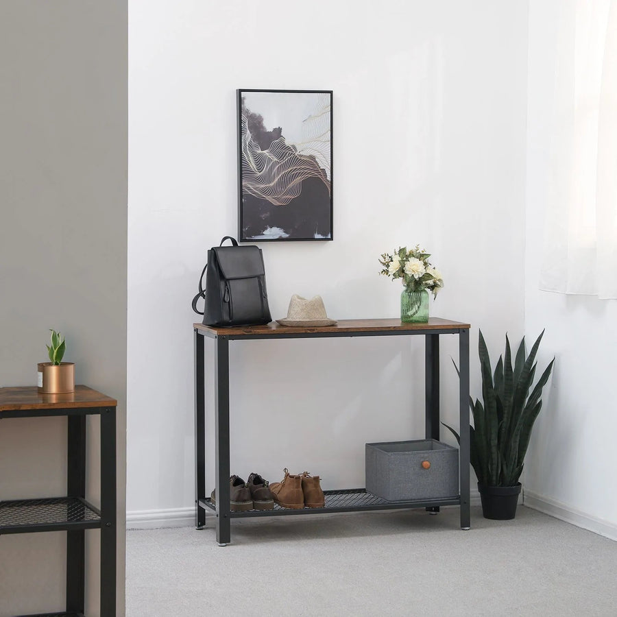 Console Table with Mesh Shelf