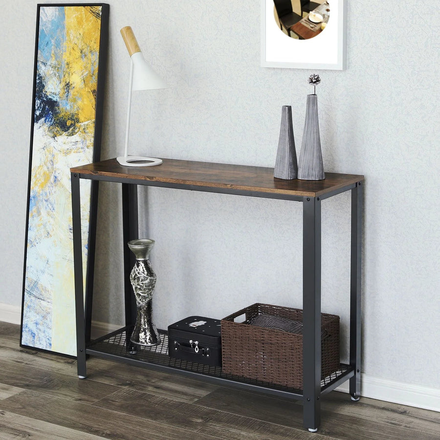 Console Table with Mesh Shelf