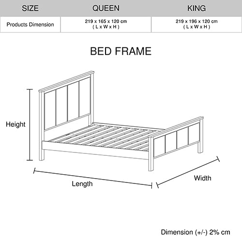 Acacia Ash Wood Bed Frame - Queen