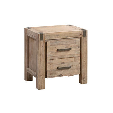 Oak Acacia Wood Bedside Table with 2 drawers