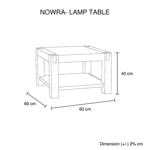 Lamp Table Open Storage with Solid Wooden Frame - Pale Wood