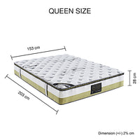 Pocket Spring Mattress Memory Foam Top (Medium Weight) - Queen