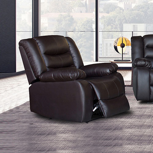 Single Seater Recliner Chair In Faux Leather - Brown