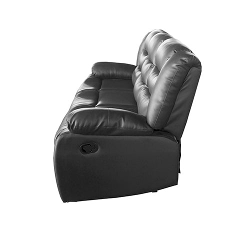 3 Seater Recliner In Faux Leather - Black