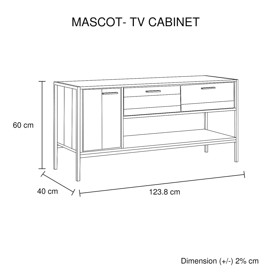Entertainment Unit with 2 Storage Drawers - Rustic Wood