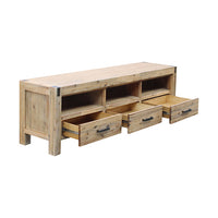 Entertainment Unit with 3 Storage Drawers Solid Acacia Wood