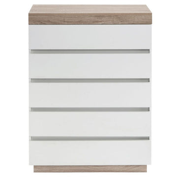 Coastal White Wooden Chest of 5 Drawers Tallboy