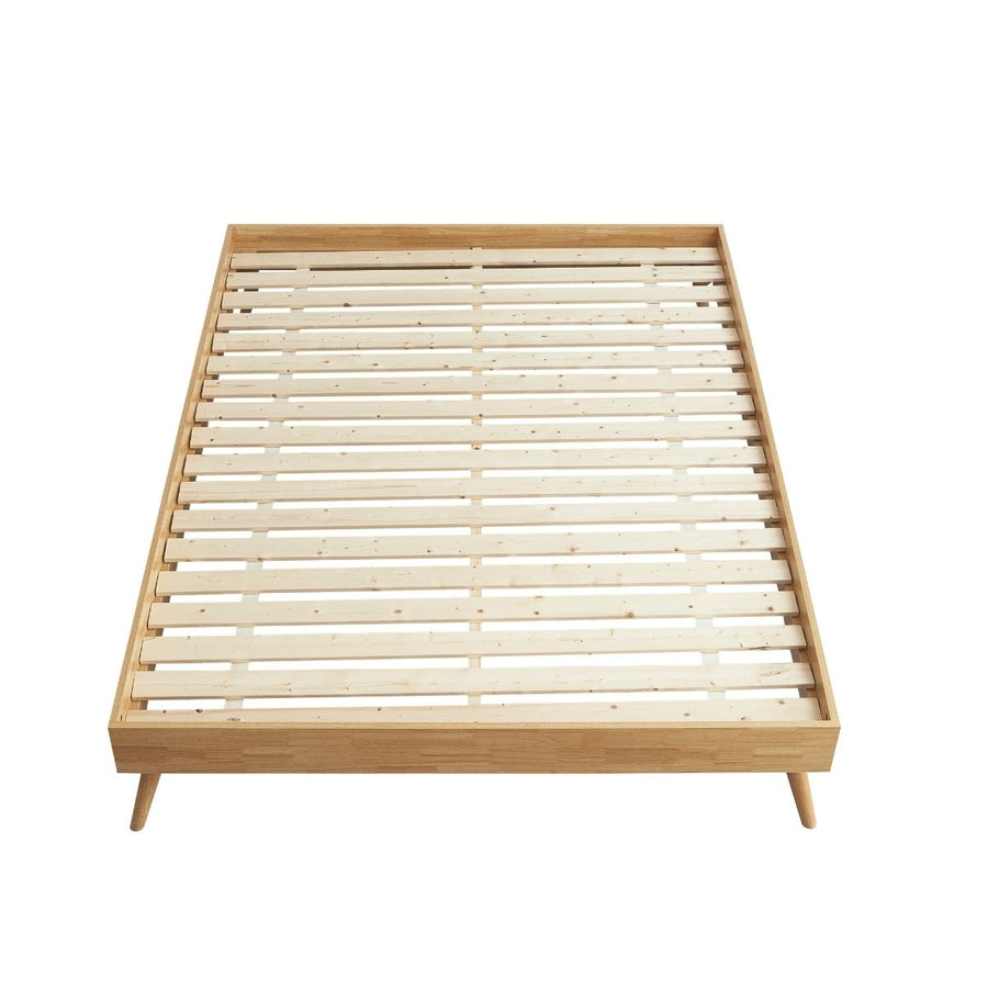 Natural Oak Ensemble Bed Frame Wooden Slat - Queen