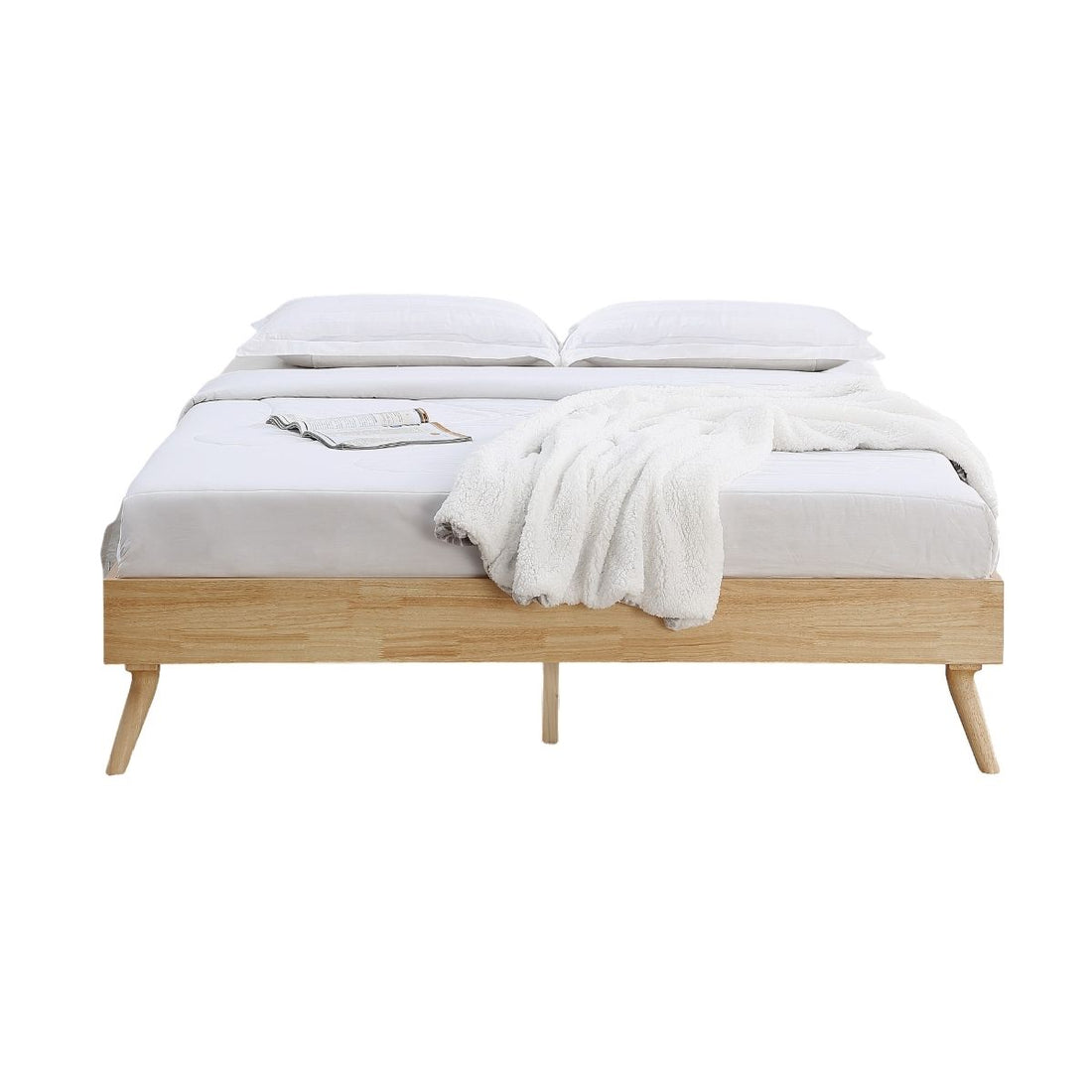 Natural Oak Ensemble Bed Frame Wooden Slat - King