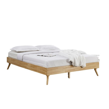 Natural Oak Ensemble Bed Frame Wooden Slat - King