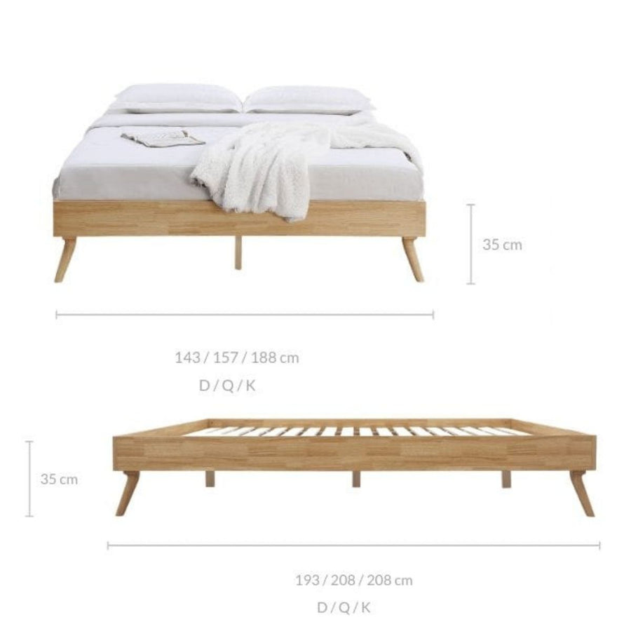 Natural Oak Ensemble Bed Frame Wooden Slat - King