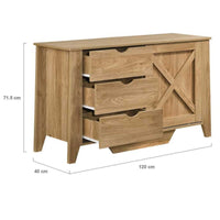Rustic Barn Style Wooden Sideboard with 3 Drawers