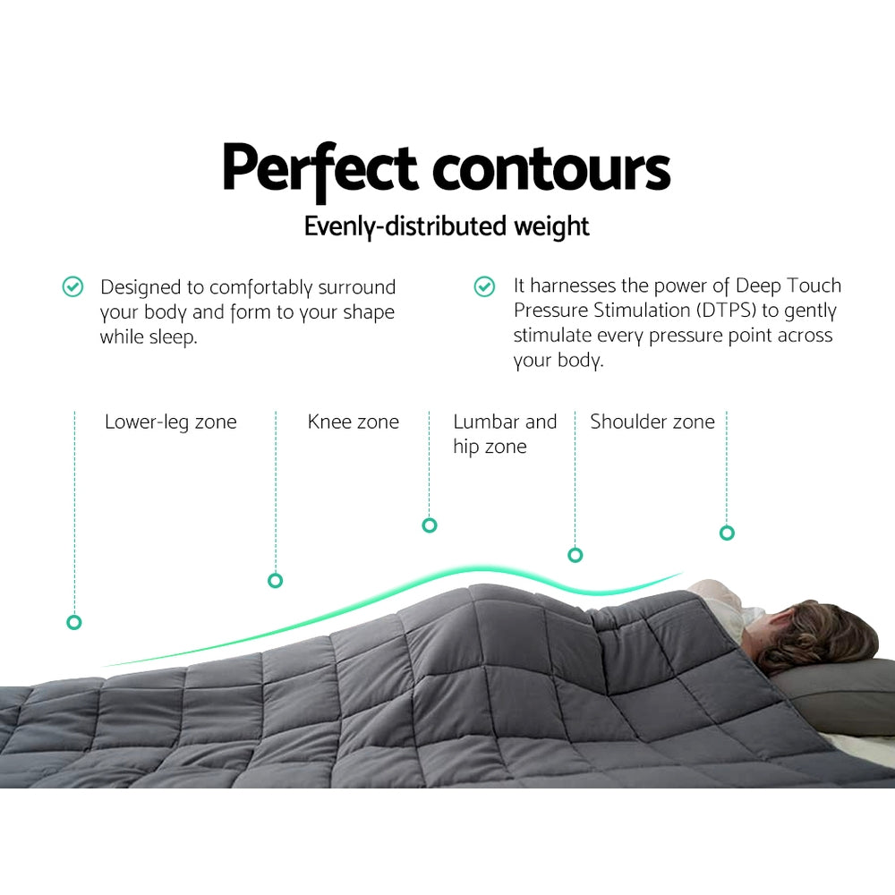 Weighted Blanket Adult 7KG Heavy Gravity Blankets Microfibre Cover - Grey Queen
