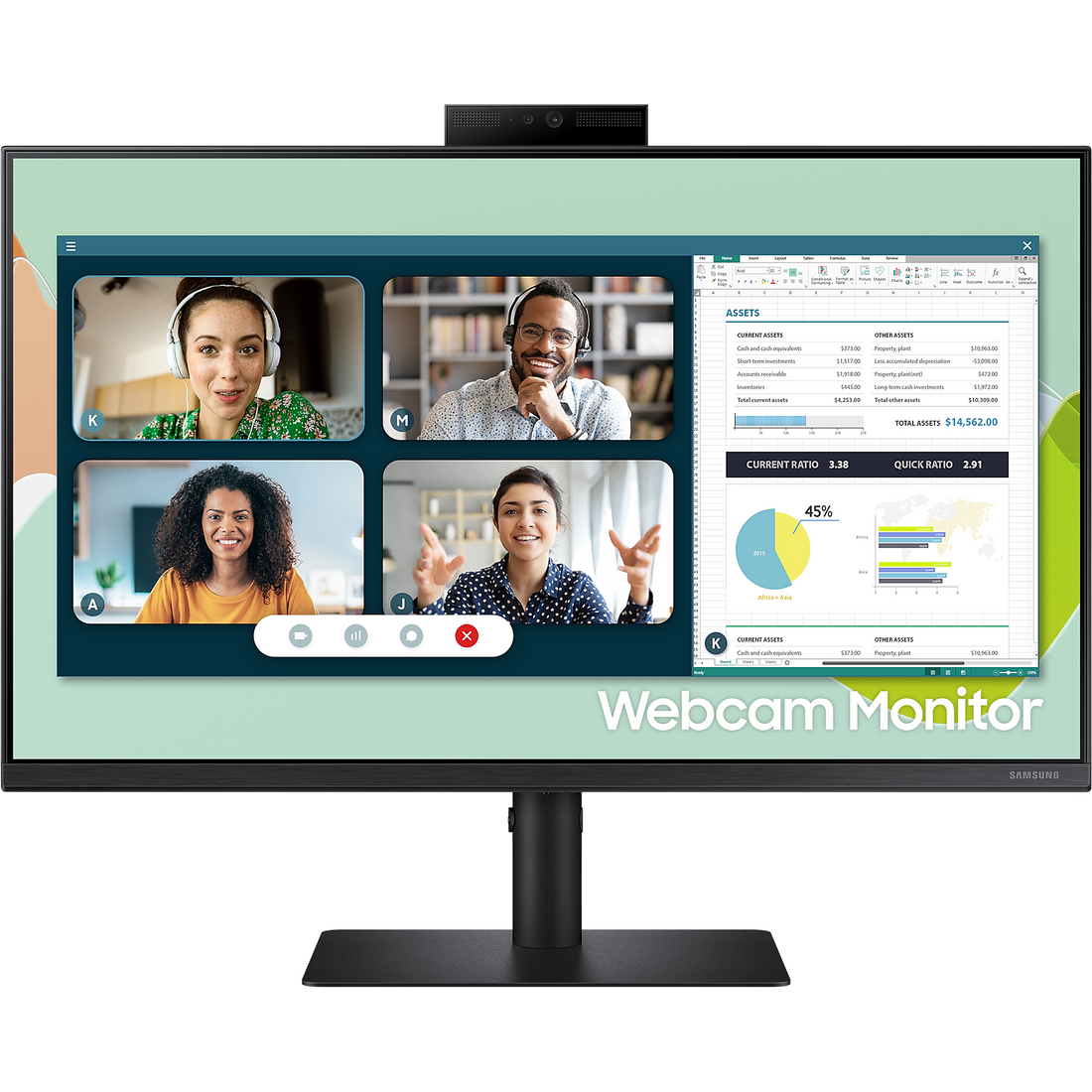 23.8 Inch Flat Full HD Monitor With Built-in Webcam