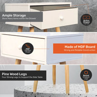 1 Drawer Side Table Sleek Modern &amp; Stylish Neutral Design 61cm